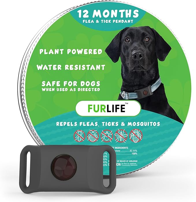 FurLife Grey Dog Tag, Flea and Tick Prevention for Dogs - Waterproof Pendant for Collar, Safe for All Breeds-Mewly Pet