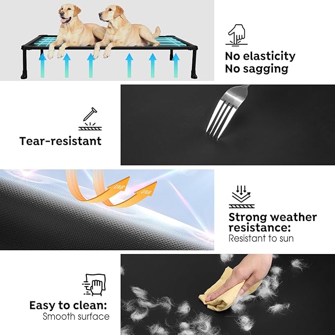 Veehoo Chew-Proof Elevated Dog Bed, Durable Training Platform for Large Dogs, Indoor/Outdoor Raised Pet Cot, Black, 41x27inches, Model CWC2420CP-Mewly Pet