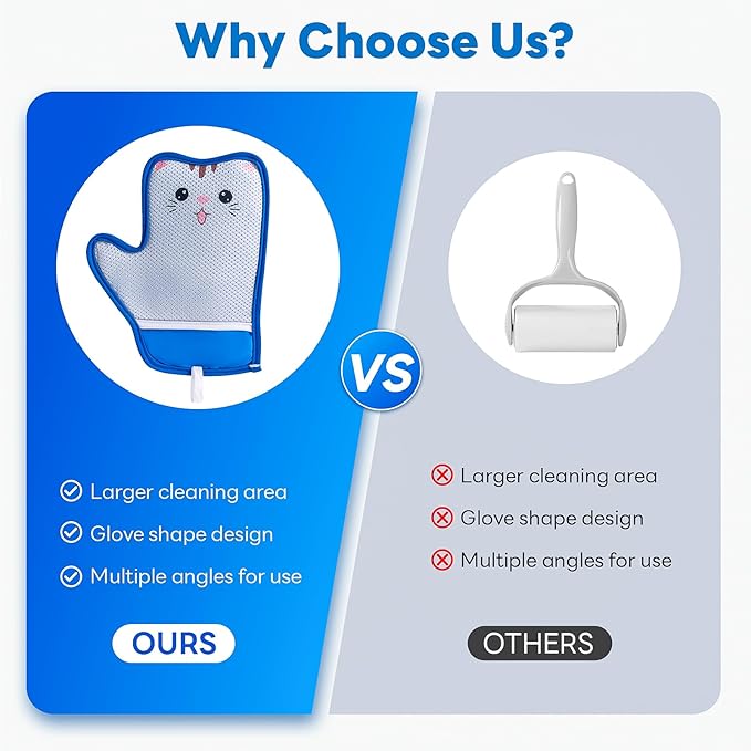 Haiou 4 Pcs Pet Hair Removal Gloves Washable, Magic Brush Reusable Grooming Gloves for Dogs, Cats on Furniture, Beds, Cars Quick Fur Remover Tool-Mewly Pet