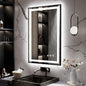 LED Mirror for Bathroom, 24x36 Inch Black Framed Gradient Front and Backlit LED Bathroom Mirror, 3 Colors Dimmable CRI>90, IP54 Enhanced Anti-Fog Bathroom Mirror with Lights