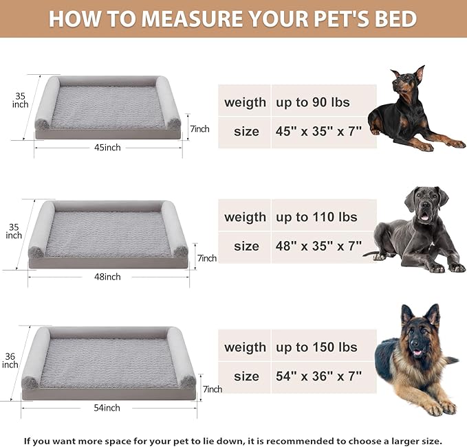 BFPETHOME Dog Beds for Large Dogs, Orthopedic Dog Bed for Medium Large Dogs,Big Waterproof Couch Pet Bed with Removable Washable Cover-Mewly Pet