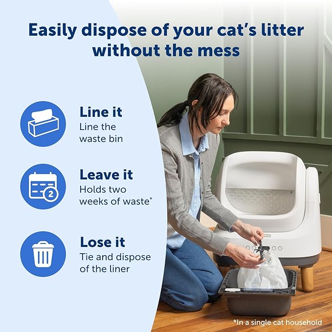 PetSafe Waste Bin Liners – Drawstring Liners for ScoopFree OpenSky Cat Litter Box – Easy Cleanup, 15 Count-Mewly Pet