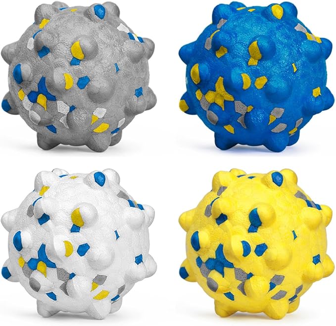 Dog Tennis Balls for Aggressive Chewers, Indestructible Durable Bouncy Interactive Toy for Dogs Fetch Game Lightweight Floating Outdoor Training(4Pcs Small)-Mewly Pet