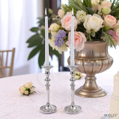 Hosley's 8" High Silver Finish Taper Candle Holder. Ideal Gift and Use for Weddings, Party, Spa or Aromatherapy