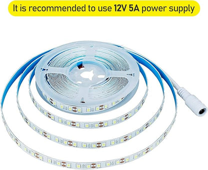 12V LED Strip Light Cool White 6000K 5M/16.4ft 600LEDs Flexible SMD2835 High Brightness No-Waterproof IP20 LED Tape Lights for Bedroom Kitchen Party etc Decorate(No Power Supply)
