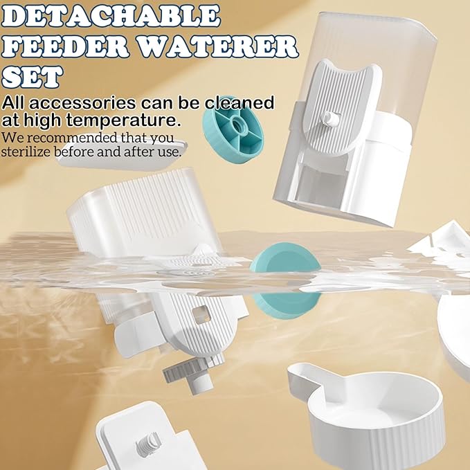 kathson Rabbit Gravity Auto Feeder Set 35oz Hanging Automatic Food Water Dispenser Cage Automatic Feeder Set for Rabbit Chinchilla Guinea Pig Hedgehog Ferret Kitty Puppy (Blue)-Mewly Pet