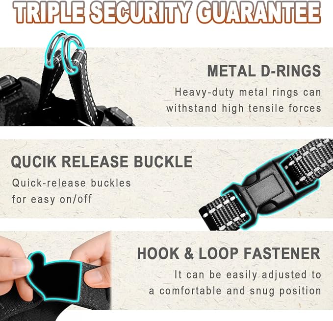 Dog Harness Step in Dog Vest Harness, Reflective Adjustable Puppy No Pull Harness Breathable Soft for Small and Medium Dogs Cats, Black, S-Mewly Pet