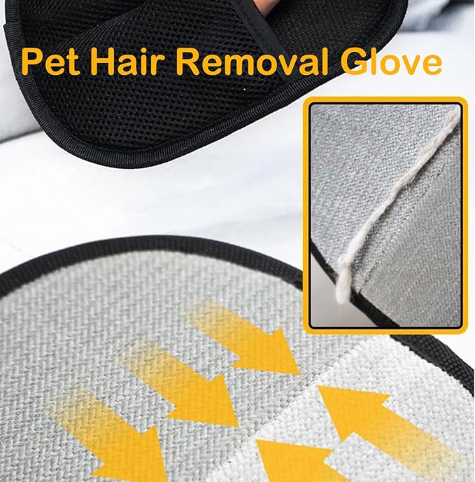 Pet Hair Remover Glove for Cats & Dogs, Electrostatic Pet Hair Removal Gloves, 2PC Upgrade Reusable Pet Hair Remover Glove, for Furniture, Carpet, Car Seat, Pet Grooming-Mewly Pet