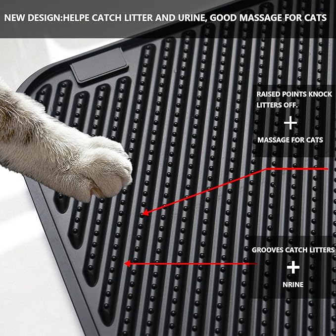 Silicone Cat Litter Mat, Scratch-Resistant Litter Trapping Mat, Waterproof & Non-Slip Litter Box Mat, Highly Effective for Collecting Litter, Easy to Clean for Indoor Use-Mewly Pet