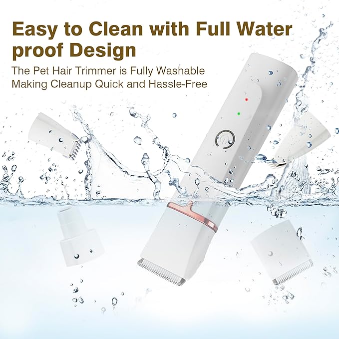 2025 New Petium 4-in-1 Dog Grooming Clippers Kit-Quiet Dog Nail Grinder & Paw Trimmer,Low Noise Cordless Pet Shaver for Small Dogs & Cats,USB-Rechargeable, 6 Guide Combs-Mewly Pet