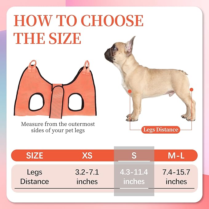 PatiencET Dog Grooming Hammock, Pet Grooming Hammock for Cats & Dogs with Security Strap, Dog Sling for Nail Trimming with Nail Clippers/Trimmer, Nail File, Pet Comb(S)-Mewly Pet