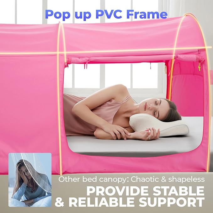 Alvantor Bed Canopy Bed Tents Dream Tents Privacy Space Full Size Indoor Pop Up Portable Frame Curtains Breathable Grey Cottage (Mattress Not Included) Reducing Light