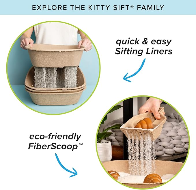 Kitty Sift (6-Pack) Disposable Cat Litter Box, Sustainable, Clean - Jumbo, 6-Pack-Mewly Pet