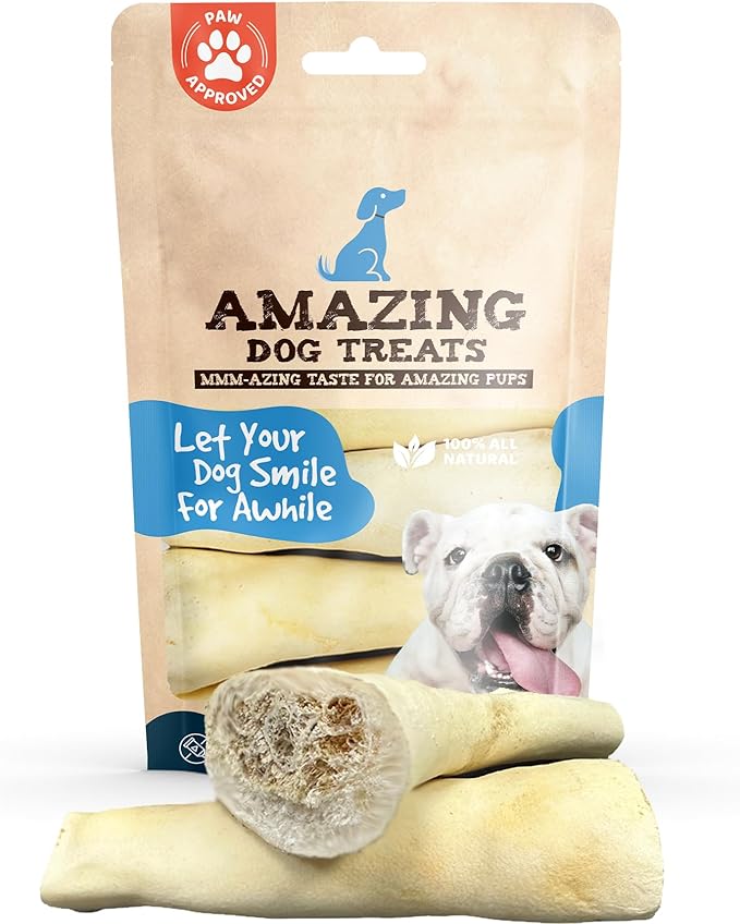 Amazing Dog Treats - Monster Thick Cow Tail Bone 6 Inch (13 oz - 6 to 7 Jumbo Pcs/Pack) - Sourced from Grass Fed Cattle - Sourced from Grass Fed Cattle - Long Lasting Dog Chew - Rawhide Alternative-Mewly Pet