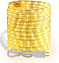 Brizled Warm White Rope Lights, 18ft 216 LED Rope Lights Waterproof, 120V Plugin White Christmas Light Connectable with Clear PVC Tube, Indoor/Outdoor Decorative Tube Light for Backyards, Garden Patio