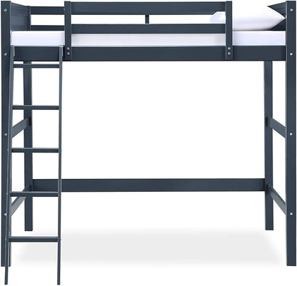 DHP Denver Full Size Loft Bed, Blue - Kids Loft Bed with Desk, Play Area, and Guardrails