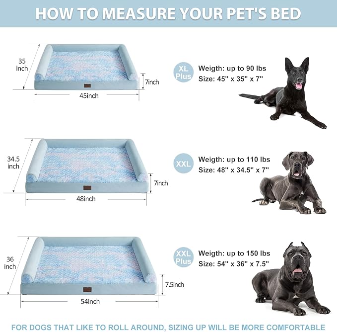 BFPETHOME Dog Beds for Large Dogs, Orthopedic Dog Bed for Medium Large Dogs,Big Waterproof Couch Pet Bed with Removable Washable Cover-Mewly Pet