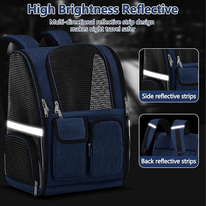 Pet Backpack, Airline Approved Dog Backpack, Cat Bag for Travel Hiking Bike Riding Walking Outdoor, Cat Backpack with Breathable Mesh(Black)-Mewly Pet