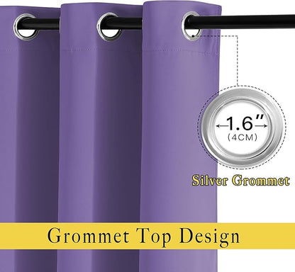 NICETOWN Blackout Curtains 63 inches Long, Grommet Window Treatment Energy Saving Thermal Drapes Room Darkening for Living Room/Bedroom, 2 Panels, W46 x L63, Lilac Purple