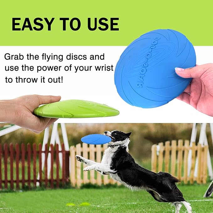 Dog Flying Disc, 2 Pack Dog Flyer Toys, Soft Rubber Interactive Lightweight Flying Disc Dog Toy for Small Large Dogs - Floats in Water & Safe on Teeth, 7.2 inch.-Mewly Pet