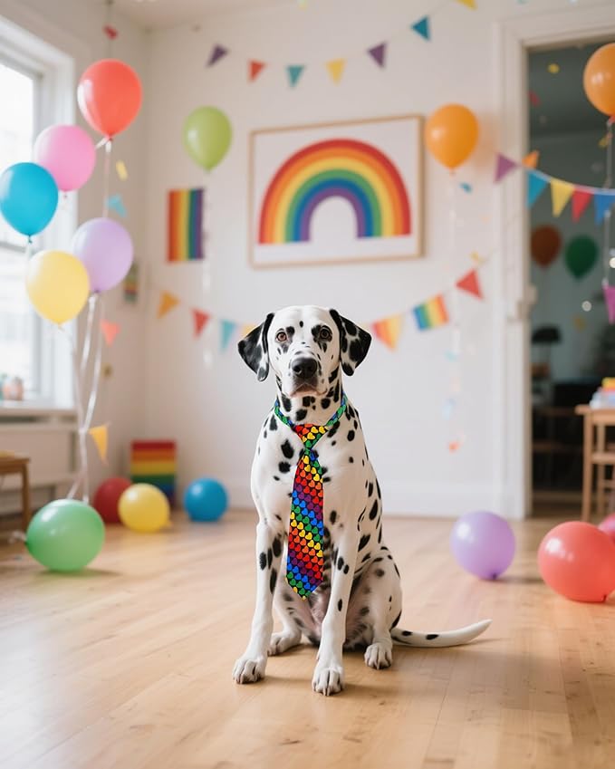 PET SHOW 10 Pack Pride Month Big Dog Ties Neckties for Large Breed Dogs XL Rainbow Neck Ties Bowties Girl Boy Pets LGBT Costumes Dog Adjustable Holiday Grooming Accessories Wedding Party Gift Favor-Mewly Pet