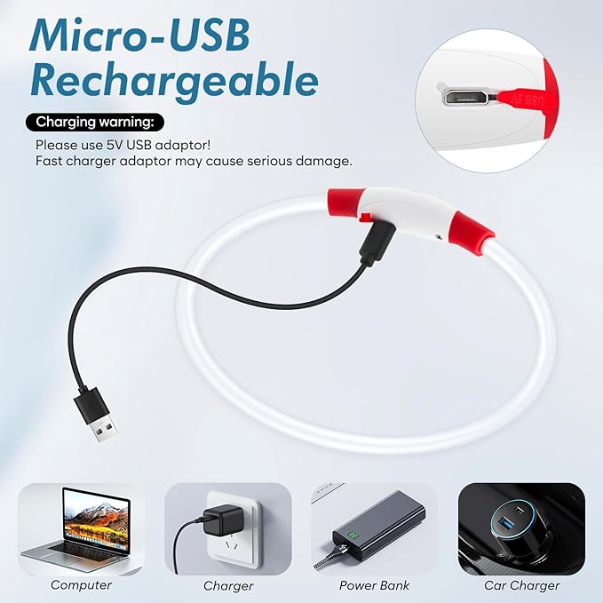 BSEEN Light Up Dog Collar - Rechargeable LED Dog Collar - 360° Glow in The Dark Pet Collar for Small Medium Large Dogs, TPU Cuttable Puppy Collar Safety Dog Lights for Night Walking (Red 70cm)-Mewly Pet