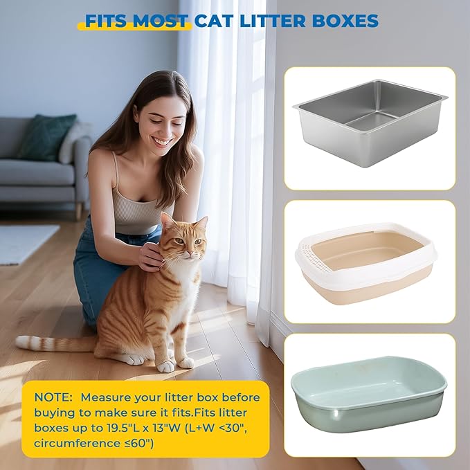 KONE Cat Litter Box Liners, 26 Count Extra Durable Large Drawstring Kitty Litter Pan Bags, 30" x 17"-Mewly Pet