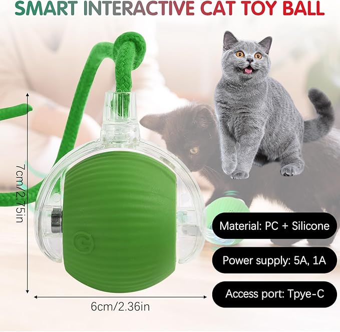 Interactive Cat Toys for Indoor Cats, 360° Smart Rolling Cats Toys, Self Rolling Interactive Cat Dog Ball, Electric Moving Peppy Pet Ball Toy, Dog Toys to Keep Them Busy (3 Pcs)-Mewly Pet