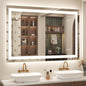 48x 30 LED Lighted Bathroom Mirror, Vanity Mirror with Lights for Wall, Dimmable, Defogger, Shatter-Proof, 3 Colors, ETL Listed (Front + Backlit)