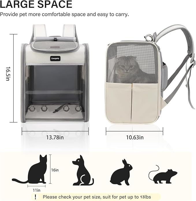 Cat Carrier Backpack,Cat Carrier with Window Blind，Cat Backpack for Small Cats Dogs, Safety Straps, Collapsible, Breathability,Designed for Travel, Hiking, Outdoor,Car-Mewly Pet