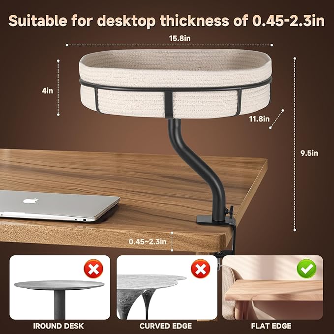 Cat Desk Bed - 360° Rotating Mount Attachment - Space-Saving Cats Hammock for Home Office/Computer Desks, Washable All-Season Indoor Pet Nest - Comfortable Perch-Mewly Pet