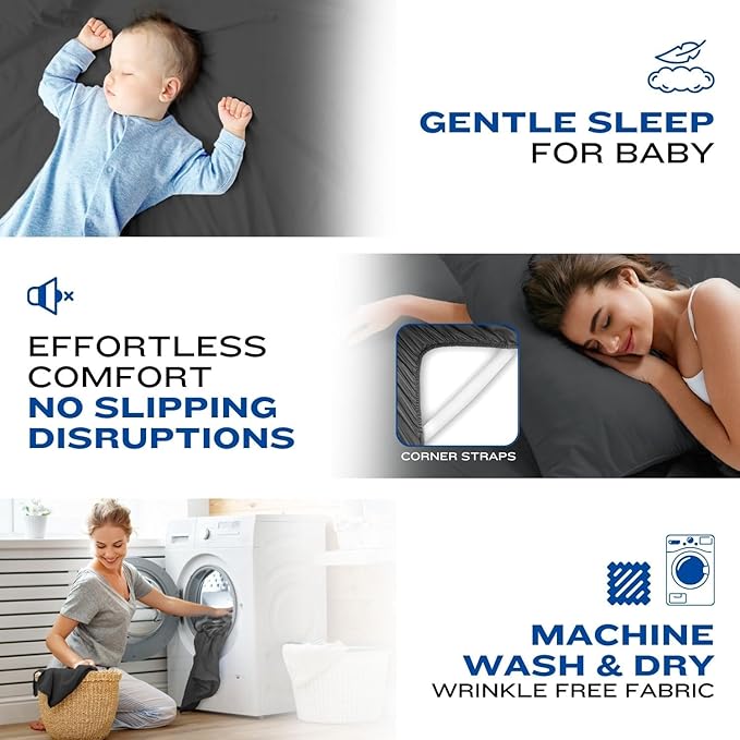 DREAMCARE King Size Sheets Set - Cooling Bed Sheets - 4pcs Set - up to 15" Deep Pocket King Sheet Set – Soft & Long Lasting Cooling - 100% Fine Brushed Polyester with Side Pocket - Gray