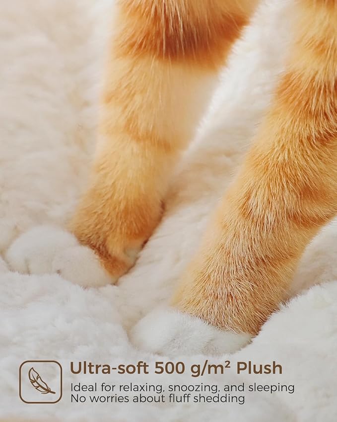 Modern Cat Tree Tower for Large Cats, Wood Cat Tower with Natural Scratching Post, Solid Wood Condo, Real Branch Luxury Cat Furniture with Curved Bed, Top Basket, White-Mewly Pet