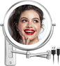 DECLUTTR Rechargeable Wall Mounted Makeup Mirror, 8 Inch 1X/10X Magnifying Mirror with 3 Color Lights, Dimmable LED Lighted Makeup Mirror with Double Sided