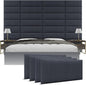 Vänt Upholstered Wall Panels - Queen/Full Size Wall Mounted Headboards - Ribbed Midnight Blue - Set of 4 Panels (Each Individual Panel 30"x11.5")