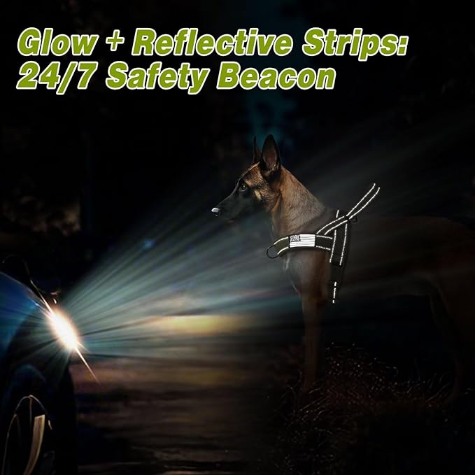 Forestpaw No Pull Dog Harness - Soft Flannel Padded Tactical Dog Vest Harness with Quick Release Buckle, Adjustable Reflective Pet Harness for Medium Large Dogs Walking Training,Green L-Mewly Pet