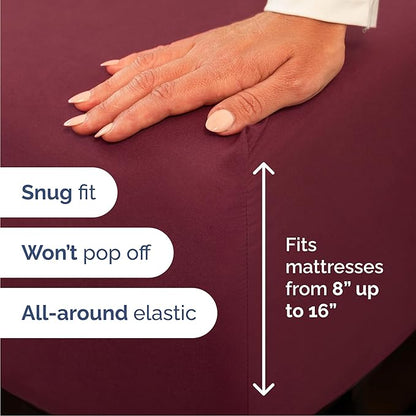 Queen 6 Piece Sheet Set - Comfy Breathable & Cooling - Ultra-Soft Hotel Luxury Bedding Set with 8-16 Inch Deep Pockets - 1 Flat & 1 Fitted Sheet & 4 Pillowcases - Wrinkle Free & Easy Care - Burgundy