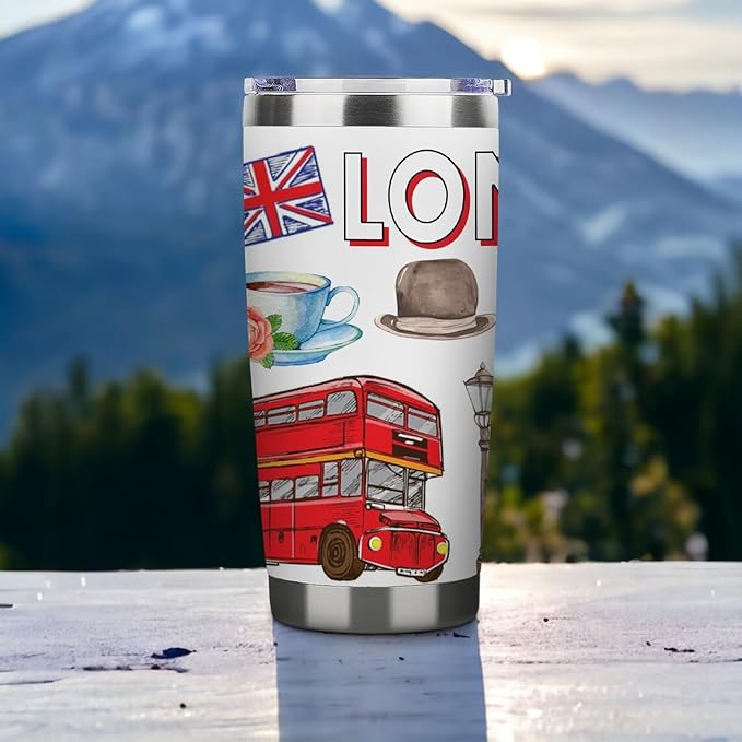 City Travel Mug for City Lover,20oz Double Wall Tumbler Vacuum Insulated Stainless Steel Coffee Cups (London)