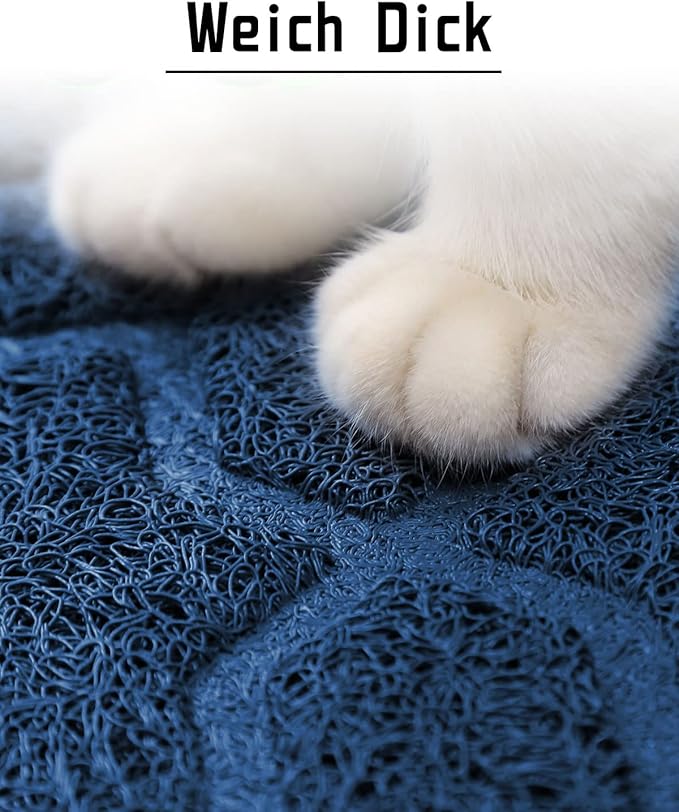 Yimobra Cat Litter Mat, 47"x36" Litter Box Mat with Litter Lock Mesh, Soft Cat Litter Mat Litter Trapping Mat, Easy to Clean, Non-Slip, Water Resistant, Litter Free Floors, Dark Blue-Mewly Pet