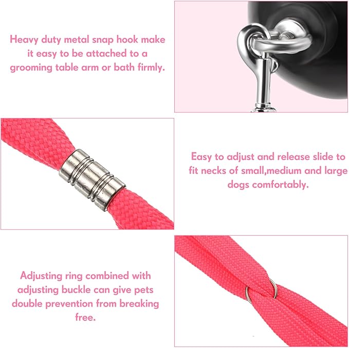 Frienda 4 Pieces Dog Bathing Tether with Suction Cup Pet Dog Grooming Tub Restraint Loops and Adjustable Cat Fixed Safety Rope for Pet Shower Bathing Grooming(Blue Pink Bright Green)-Mewly Pet