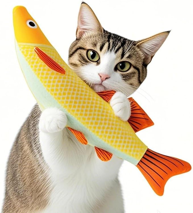 Cat Toys for Bored Indoor Adult Cats - Catnip Toys for Mental Stimulation, Interactive & Durable Kicker Toys for Solo Play, Best for Lazy or Senior Cats (Orange)-Mewly Pet