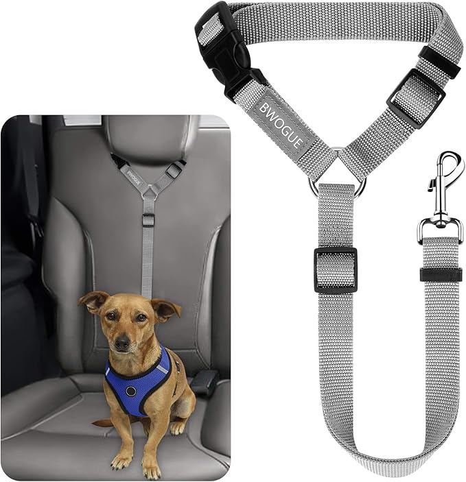 BWOGUE Pet Dog Cat Seat Belts, Car Headrest Restraint Adjustable Safety Leads Vehicle Seatbelt Harness (1 Pack)-Mewly Pet