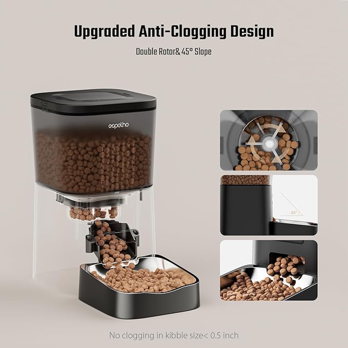 Espelho Automatic Cat Feeder- 4L Timed Cat Food Dispenser 1-6 Meals Control for Cat and Small Dog- Auto Pet Feeder with Desiccant Bag Keep Fresh for Reliable Easy Set Up and Clean- Voice Recorder-Mewly Pet