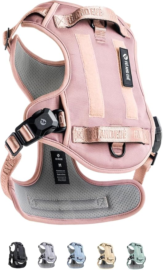 2025 New Edition, Fei & Eve MagEase Dog Harness - 3-Second Magnetic Buckles | 3-Point No-Pull Control | Heavy-Duty 900D Nylon | Dual Safety Handles | Breathable Mesh | Adjustable Fit | X-Large, Pink-Mewly Pet