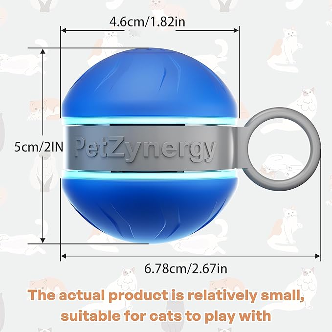 Interactive Cat Toys for Indoor Cats with 3 Mouse Tails,Electric Cat Ball Toy with Bird Chirping Sounds,Automatic Spinning Moving,300mAh Long Endurance Type-C Rechargeable,Pet Cat Supplies (Blue)-Mewly Pet