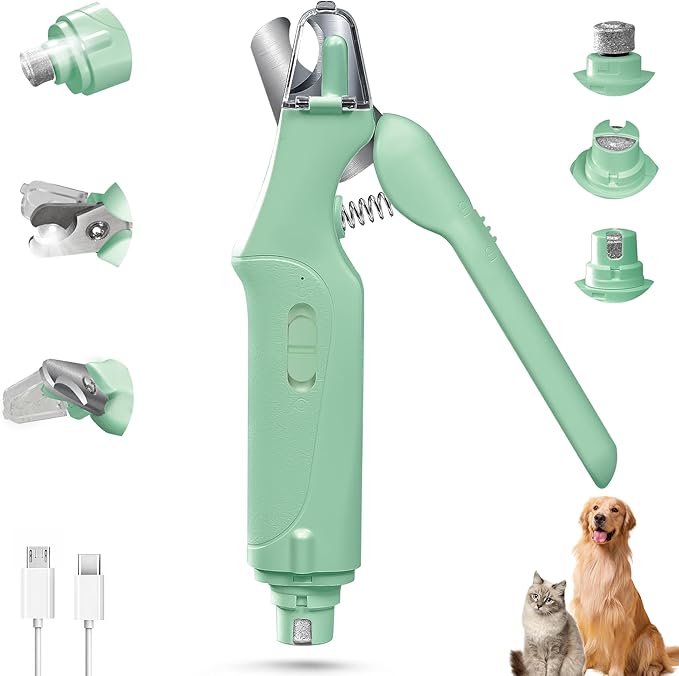 2 in 1 Dog Nail Clippers & Cat Nail Clippers Trimmers for Large Medium Small Dogs Cats Claw Trimmer Quick Sensor and Safety Guard USB Rechargeable with 2 LED Lights Dogs Nail Trimmer-Mewly Pet
