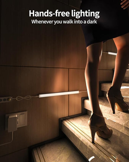 ASOKO Motion Sensor Dimmable Led Under Cabinet Lighting Plug in - 3 Pcs 12 inches Linkable Led Counter Light Bars, Led Closet Light Daylight White 4500K