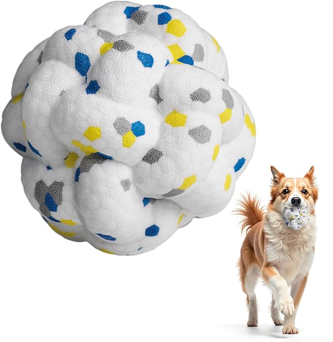 Upgrade Dog Balls Interactive Toys for Aggressive Chewers, Indestructible Tennis Durable Bouncy for Fetch Game, Lightweight Floating, White-Mewly Pet