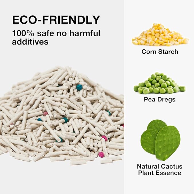 VETRESKA Tofu Cat Litter, Natural Strong Clumping Flushable Litter Pellets, Ultra Water Absorbent Deodorant Tofu Litter, Dust-Free Low Tracking Cat Litter, Cactus(5.5lb×4bags)-Mewly Pet