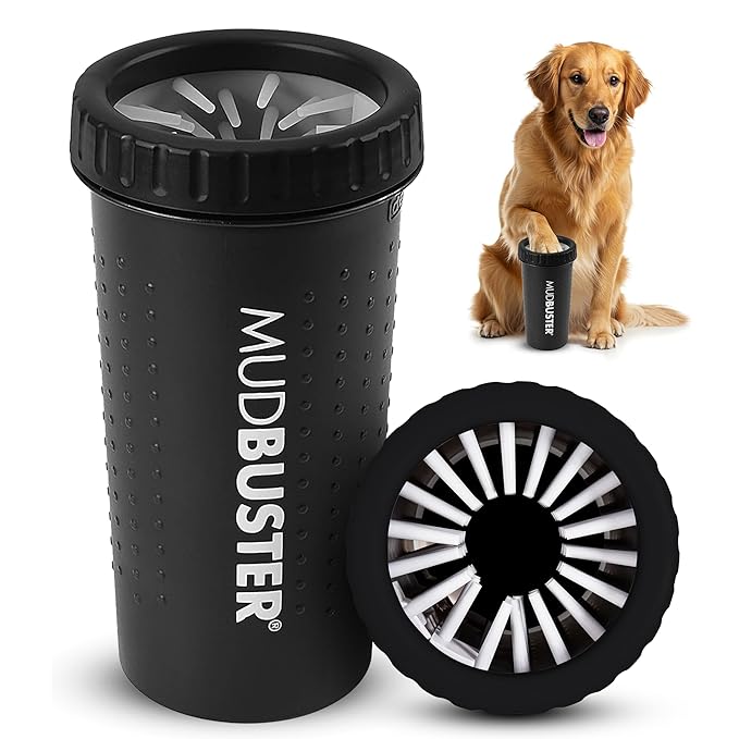 Dexas MudBuster Portable Dog Paw Washer/Paw Cleaner, Large, Matte Black- Special Edition (PW72025-22WP)-Mewly Pet